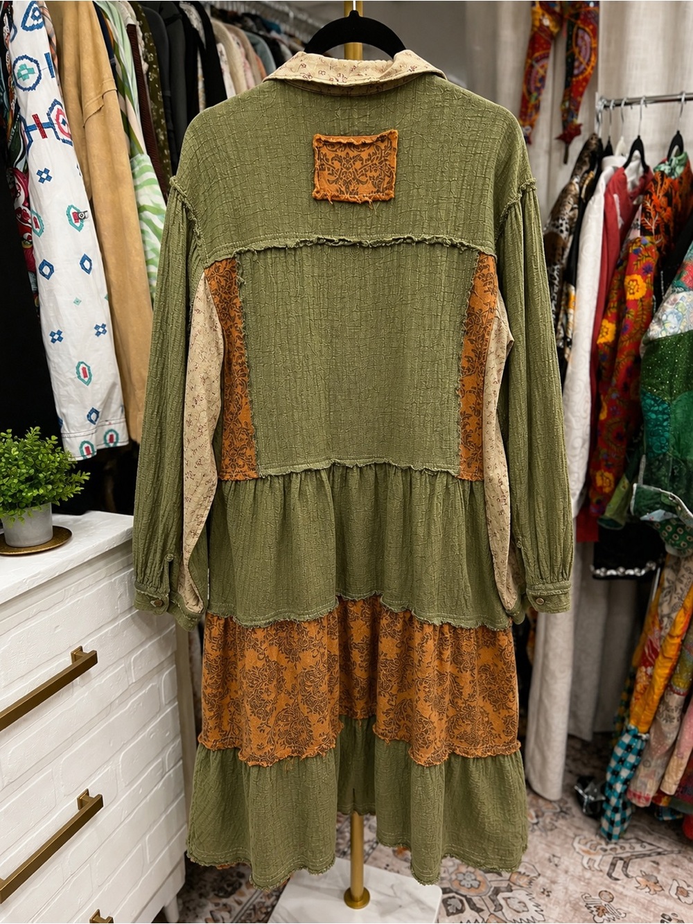 POL Patchwork Shirt Dress /coat – Boho Cottagecore Style🌟